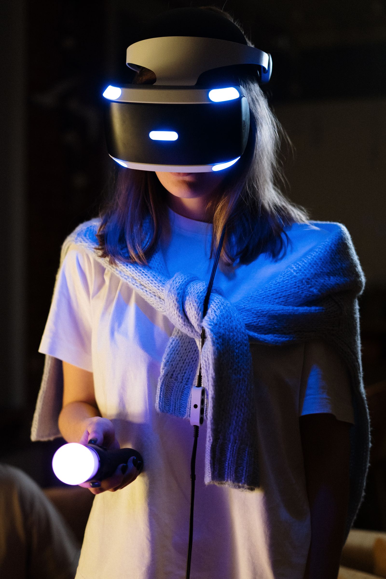A player in a VR headset training inside the Hyperdrive sport simulator